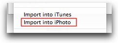 Import to iphoto pe